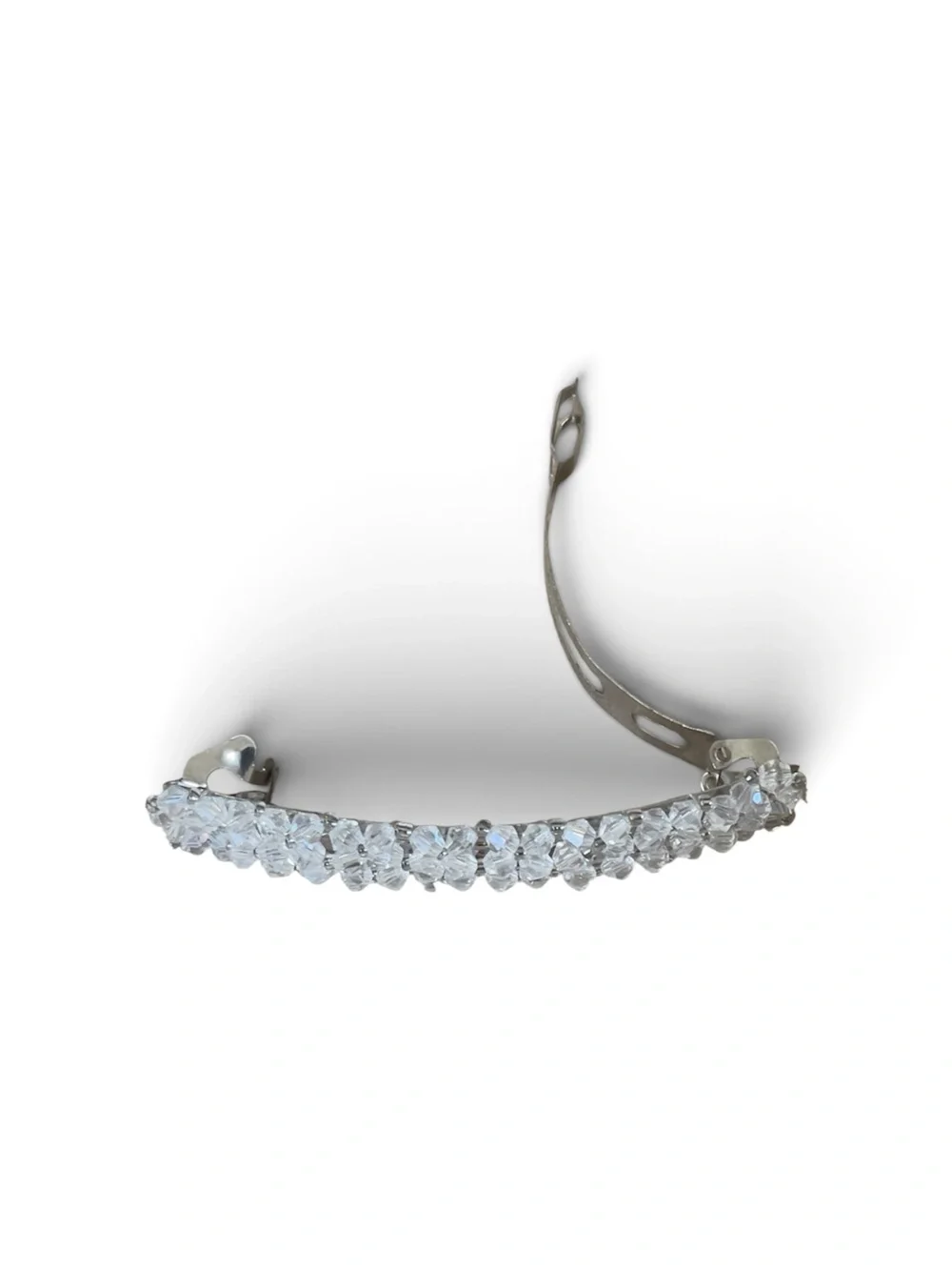 🆕 Stunning clear  crystal beaded hair barrette.